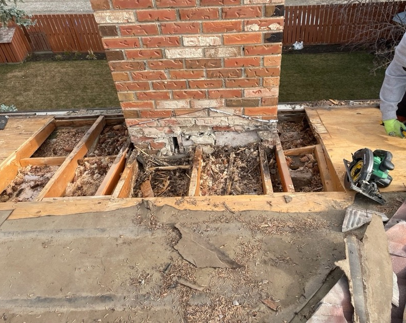 Roof damage before repair